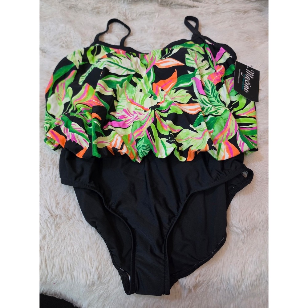 NWT Maxine of Hollywood Tummy Control One Piece Swimsuit – Rainforest 16W